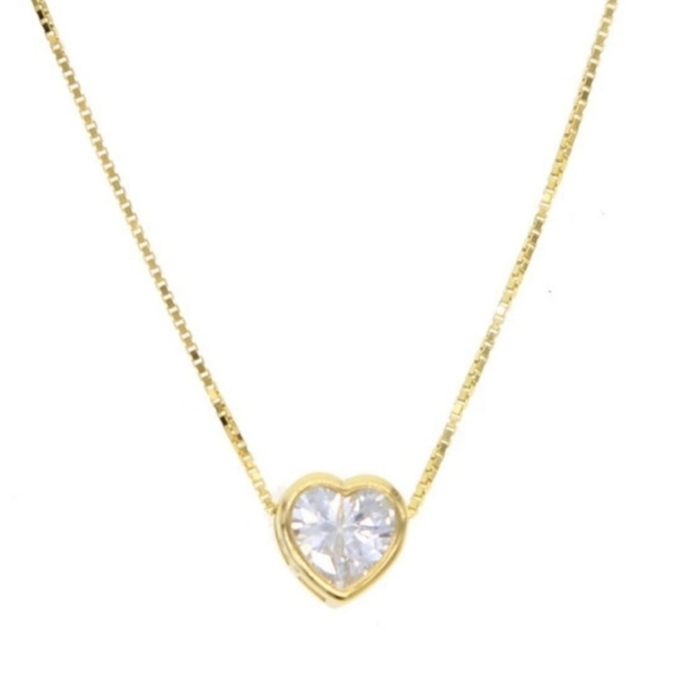 14kt YG Cubic Zirconia CZ Stone 16" Necklace - Picture 4 of 9